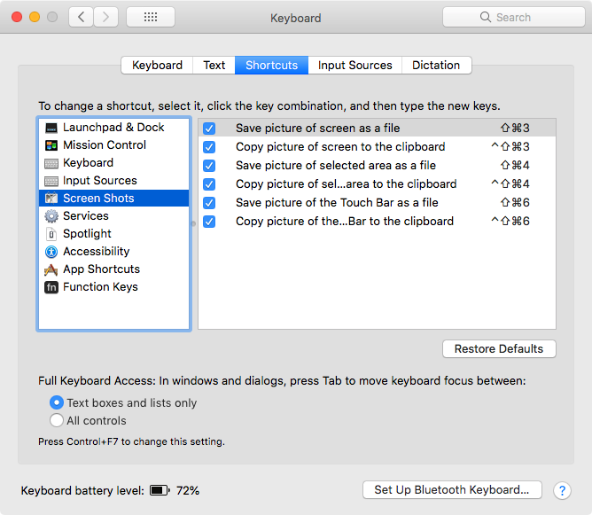 shortcut for full screen for video player mac